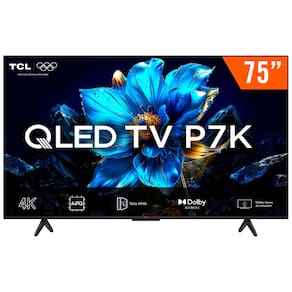 Smart TV QLED 75" Android TV Ultra HD 4K TCL 75P7K Comando de Voz Hands-Free Google TV Bluetooth