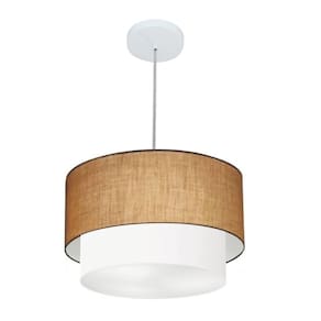 Lustre Pendente Duplo Cilíndrico Vivare Md-4159 Cúpula em Tecido 40x35cm - Bivolt