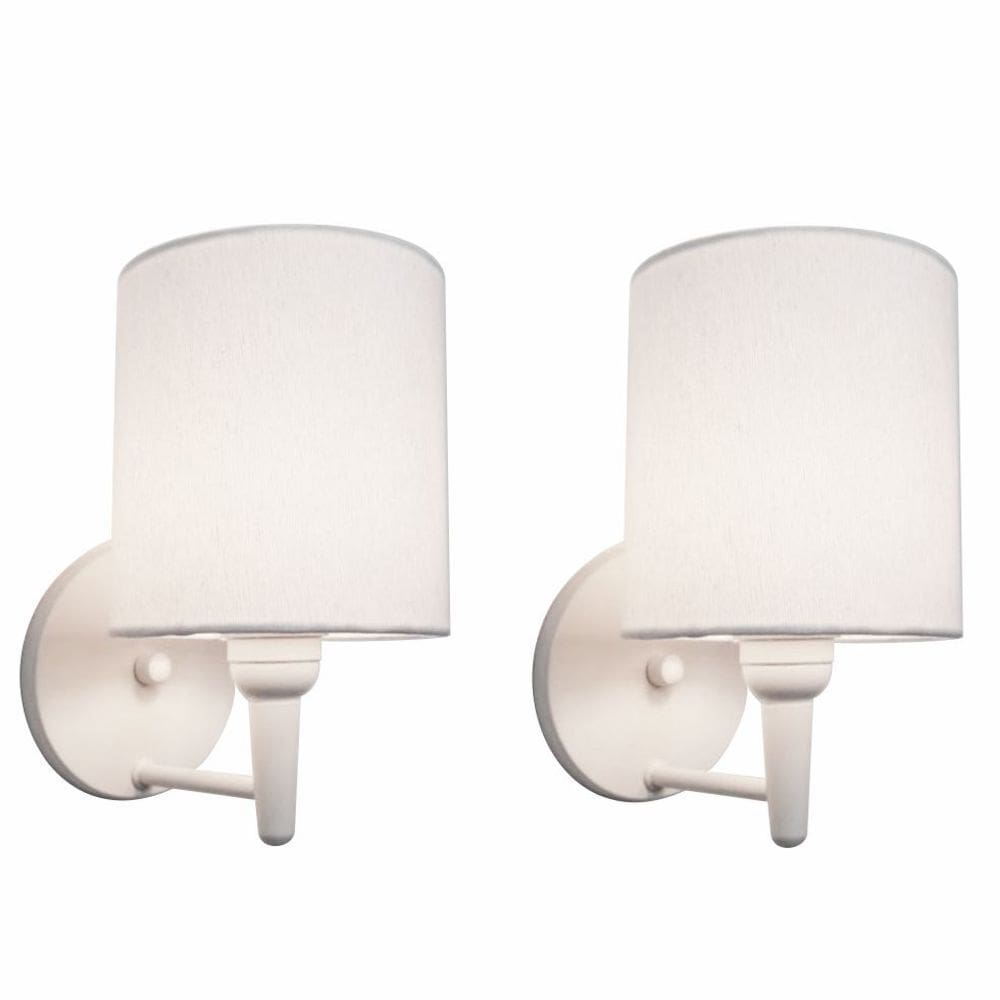 Kit/2 Arandela Cilíndrica Md-2009 Base Branco Cúpula em Tecido 14x15cm Branco - Bivolt