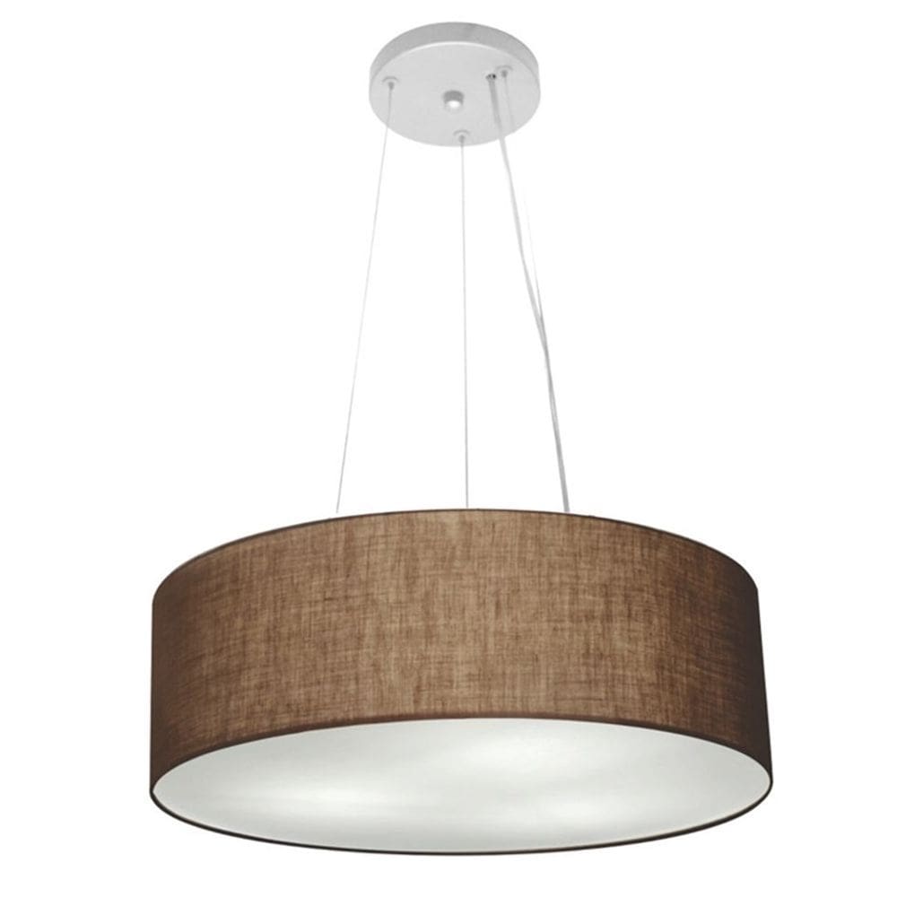 Lustre Pendente Cilíndrico Md-4184 Cúpula em Tecido 45x15cm Café - Bivolt
