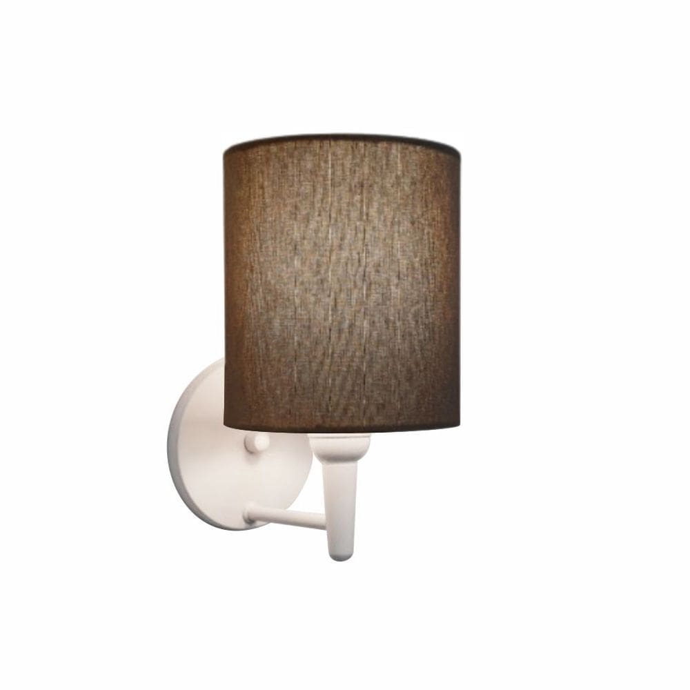 Arandela Cilíndrica Md-2009 Base Branca Cupula em Tecido 14x15cm Caqui - Bivolt