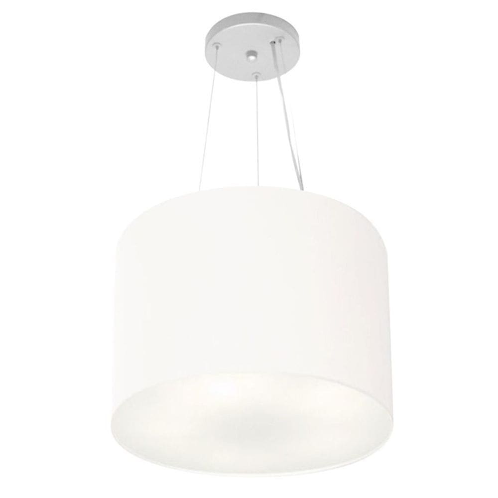 Lustre Pendente Cilíndrico Md-4183 Cúpula em Tecido 40x30cm Branco - Bivolt