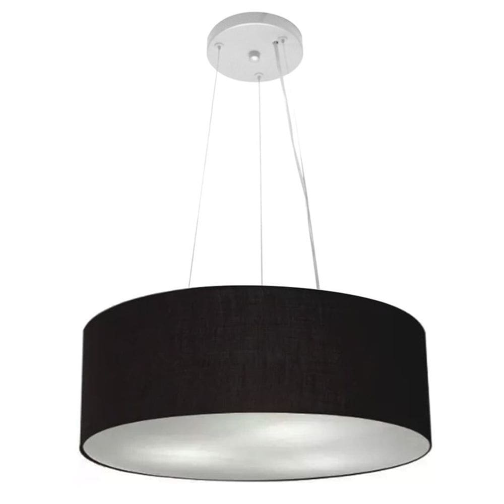 Lustre Pendente Cilíndrico Md-4184 Cúpula em Tecido 45x15cm Preto - Bivolt