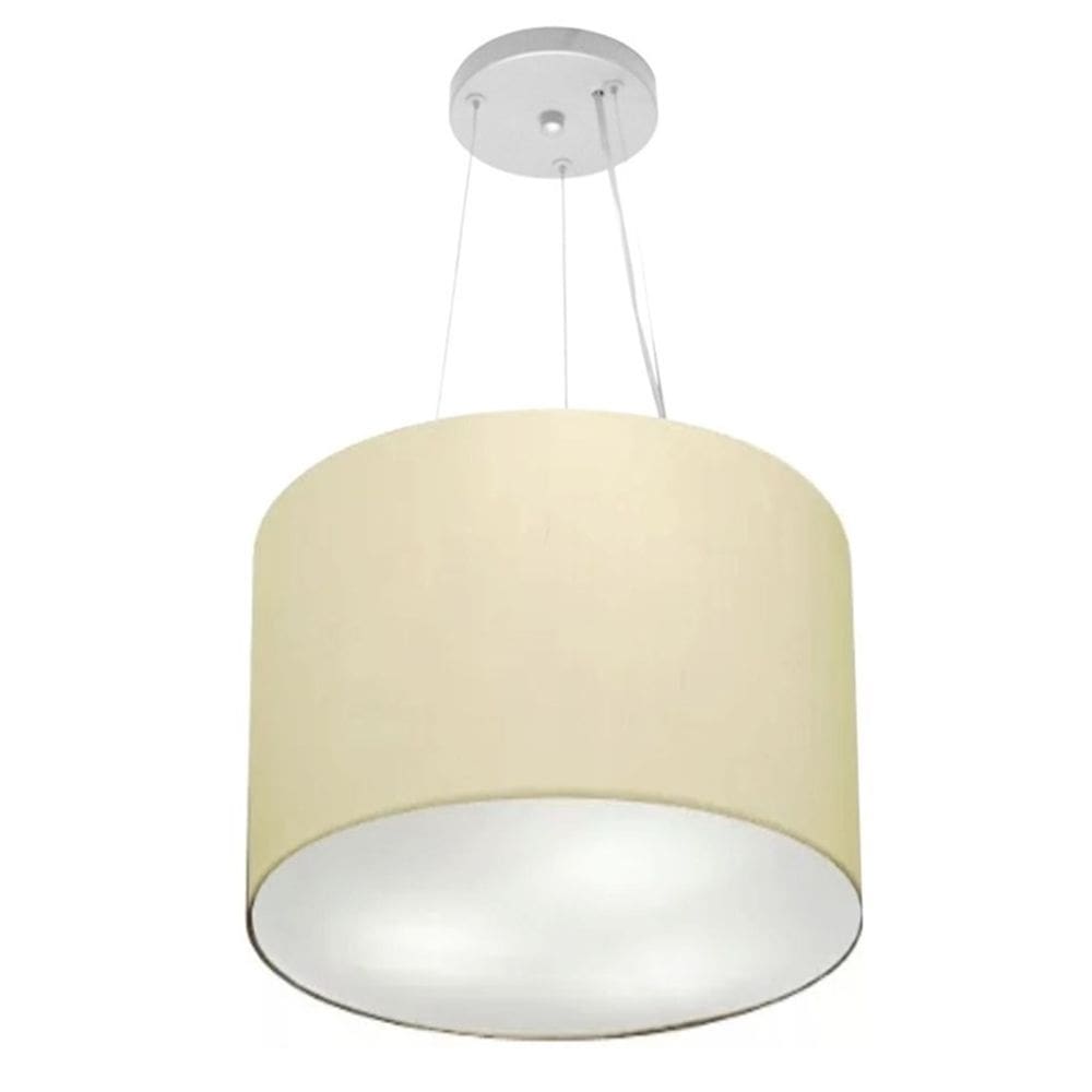 Lustre Pendente Cilíndrico Md-4183 Cúpula em Tecido 40x30cm Algodão Crú - Bivolt