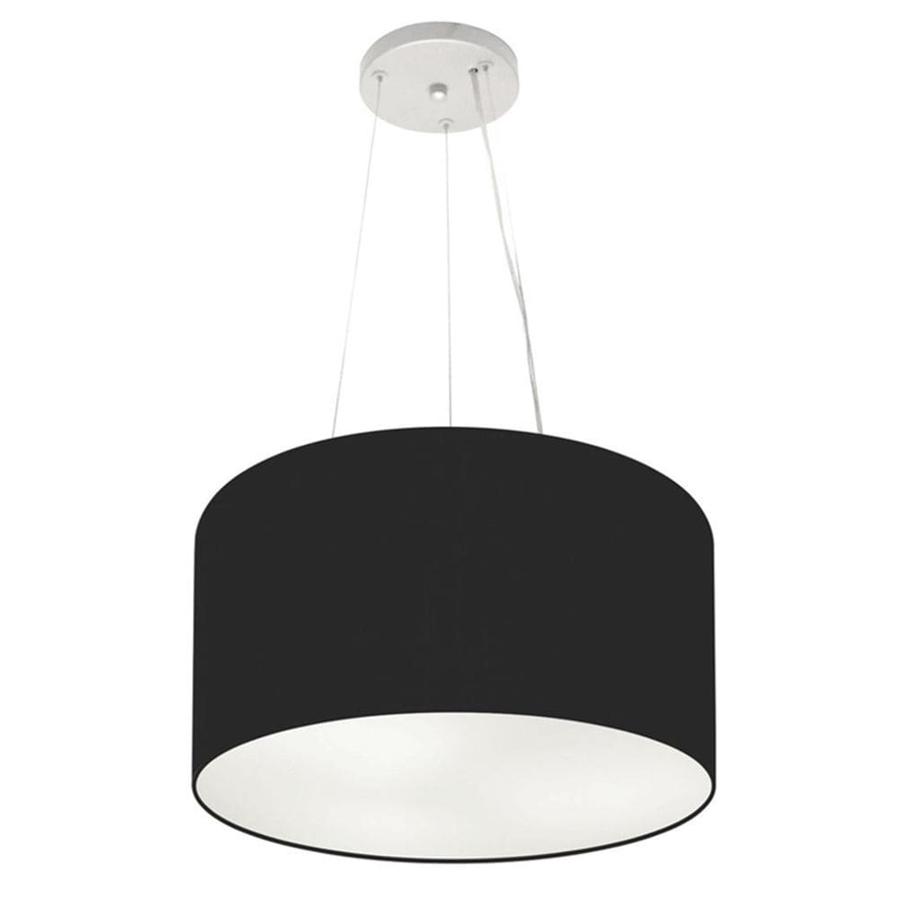 Lustre Pendente Cilíndrico Md-4182 Cúpula em Tecido 40x25cm Preto - Bivolt