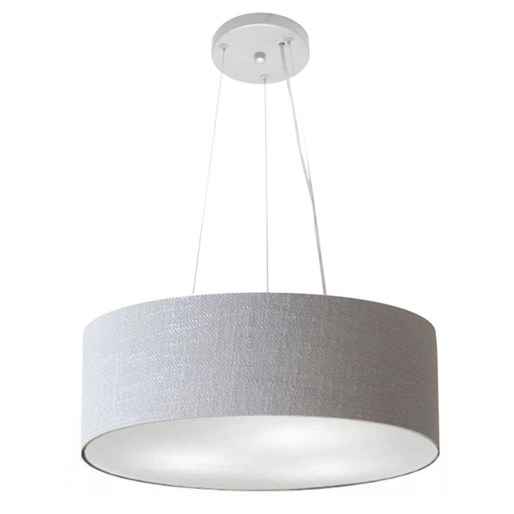 Lustre Pendente Cilíndrico Md-4184 Cúpula em Tecido 45x15cm Rustico Cinza - Bivolt
