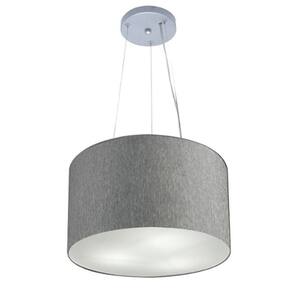 Lustre Pendente Cilíndrico Md-4182 Cúpula em Tecido 40x25cm Rustico Cinza - Bivolt