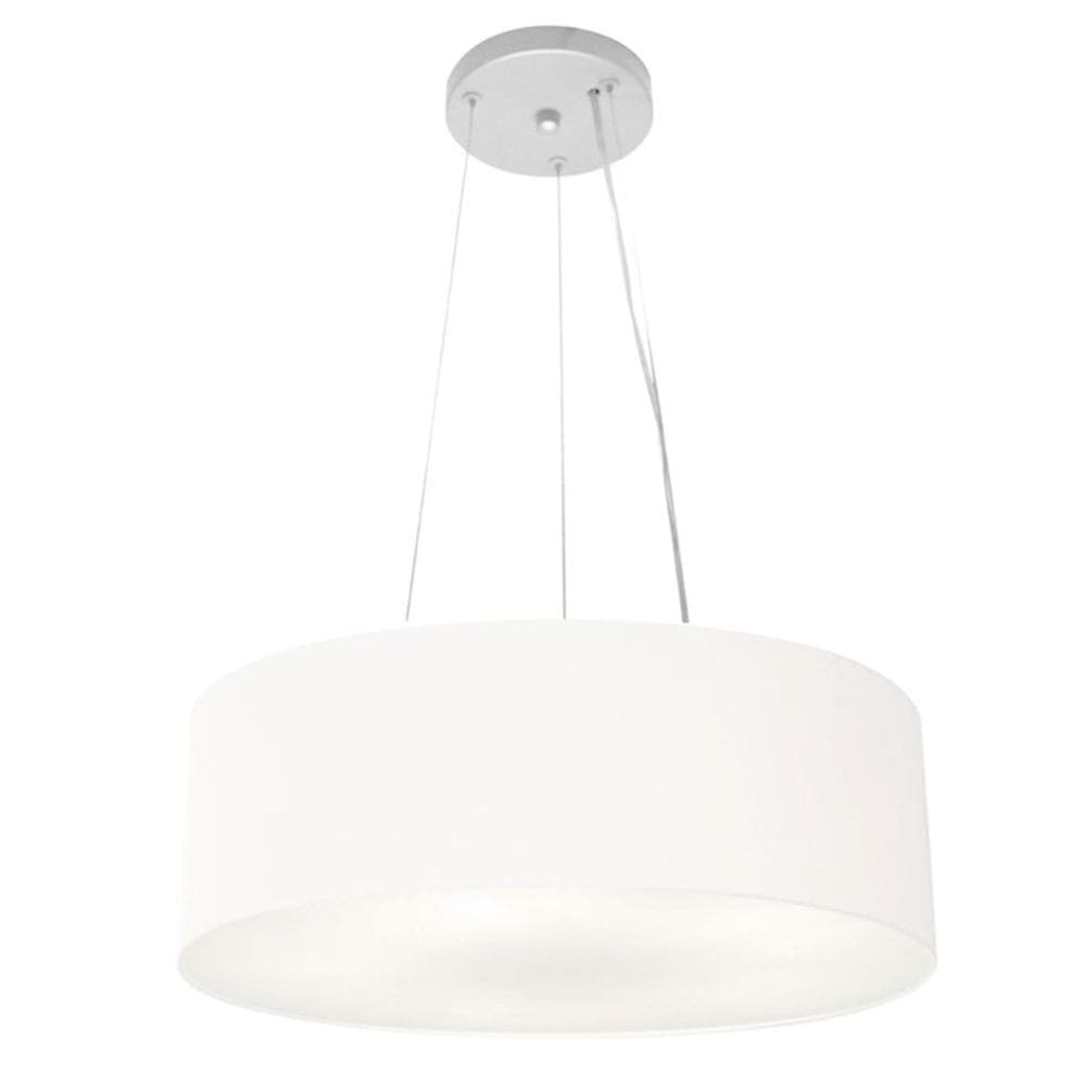 Lustre Pendente Cilíndrico Md-4184 Cúpula em Tecido 45x15cm Branco - Bivolt