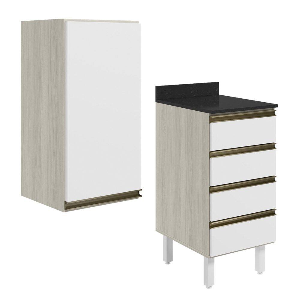 Armario Aereo E Balcao 1P 4G 40cm MDF Kali Bianco Toq Branco Uv Nicioli