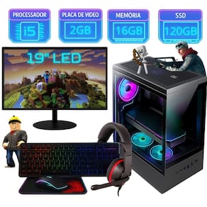 Pc Gamer Completo Intel Core I5 16gb Ssd 120gb Placa Video 2gb Controle Fans Rgb