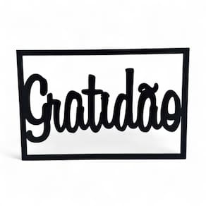 Placa Decorativa Palavra Gratidão em Mdf Cor Preto 28 cm