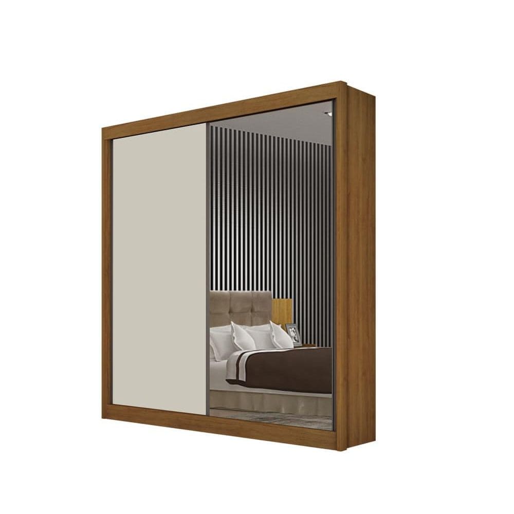 Guarda Roupa Casal com Espelho 2 Portas 3 Gavetas São P. Freijó e Off White