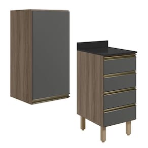 Armario Aereo E Balcao 1P 4G 40cm MDF Kali Carvalho Toq Chumb0 Nicioli