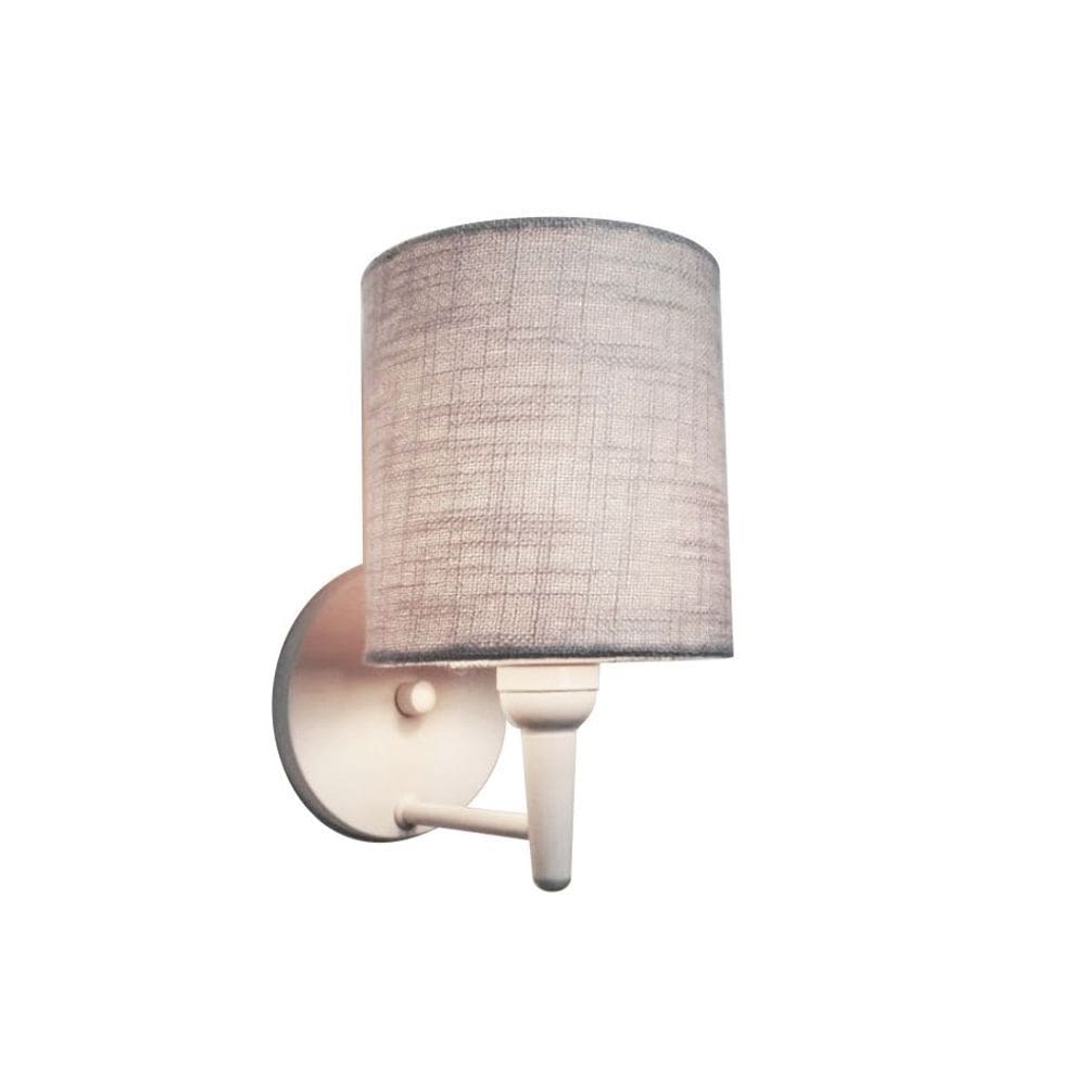 Arandela Cilindrica Md-2009 Base Branco Cúpula em Tecido 14x15cm Cinza - Bivolt