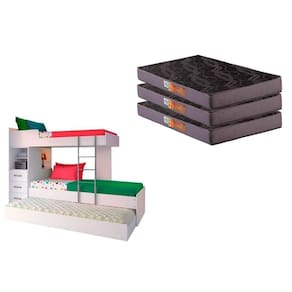 Colchão Pérola Polar (3un) + Beliche Plus c/ Auxiliar Branco
