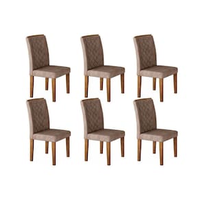 Cadeira Sala de Jantar Jade Kit 6 Un Imbuia/Suede Capuccino - Rufato