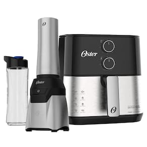 Kit Oster Blender Power Inox E Fritadeira Inox Compact 4,6L 220V