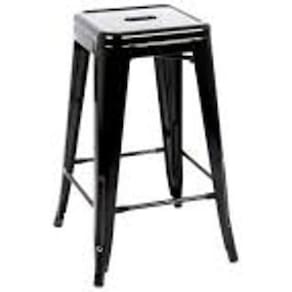 Banqueta Tolix Iron Aço Carbono Industrial - Preto