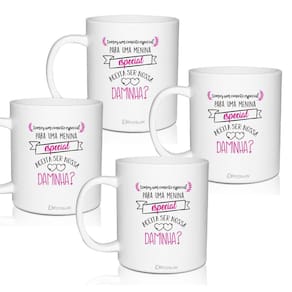Kit 4 Canecas Personalizadas Daminha - Convite Especial