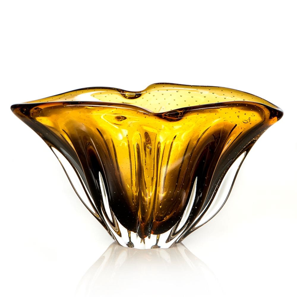 Vaso Em Cristal Murano Âmbar E Lilás  São Marcos