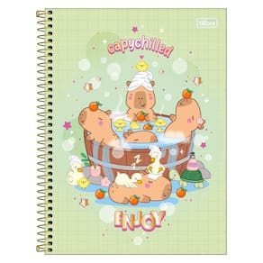 Caderno Espiral Universitário 10 Matérias CapyClub Capivara 160 Folhas - Tilibra | Capybara | Kawaii | Papelaria | Fofo