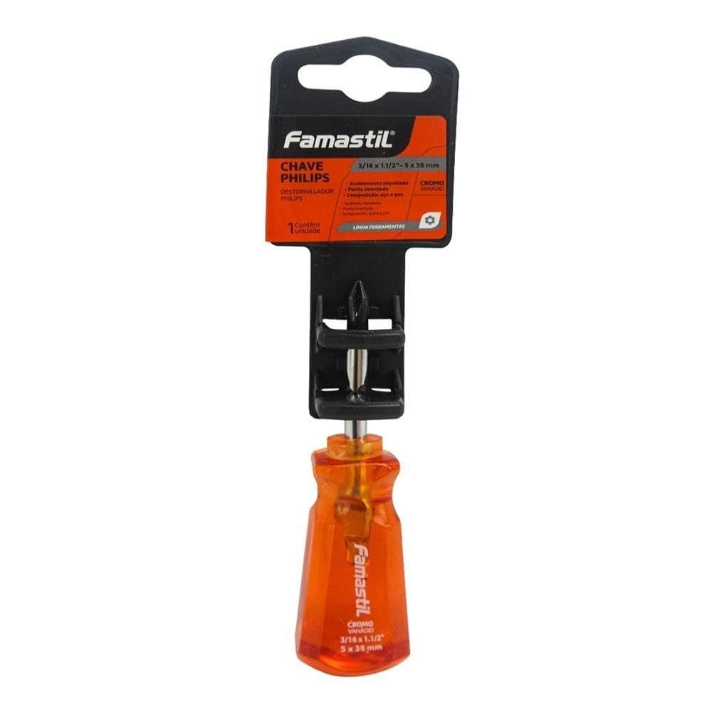 Chave Philips Toco Famastil Ponta Imantada Cromo Vanadio 3/16 x 1.1/2P