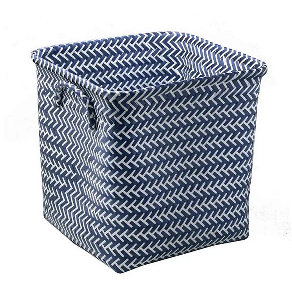 Cesto Azul E Branco Decorativo Em Polipropileno