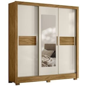 Guarda Roupa Casal 202cm Com Espelho Arden Freijó/Off Z17 - Mpozenato