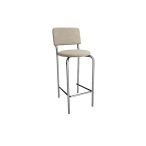 Banqueta Sala de Jantar Capri 1B715CR Aço 1 Un Cromado/Linho Bege Fendi - Kappesberg