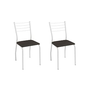 Cadeira Sala de Jantar Malta 2C140BR Aço Kit 2 Un Branco/ano Marrom - Kappesberg