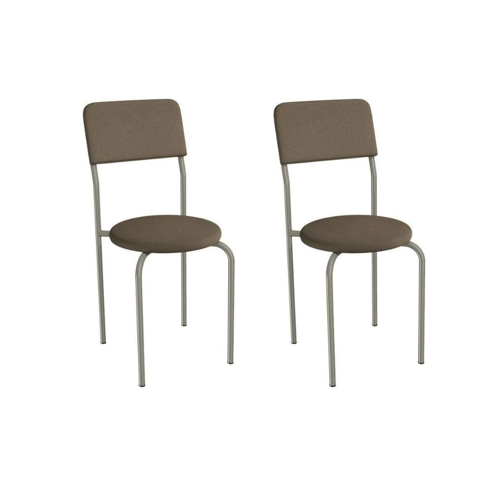 Cadeira Sala de Jantar Mali 2C136NK Aço Kit 2 Un Niquel/Suede Cappuccino - Kappesberg