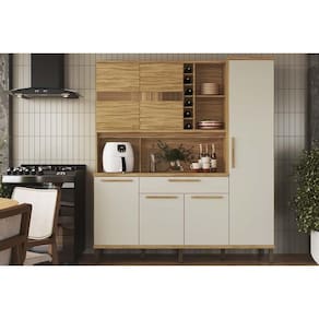 Kit de Cozinha Compacta Touriga c/ 6 Portas e 1 Gaveta 220cm Amendoa/Off White - Ronipa
