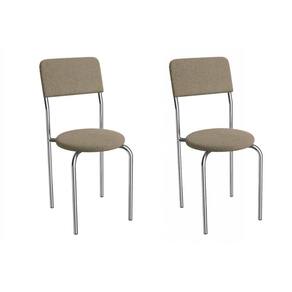 Cadeira Sala de Jantar Mali 2C136CR Aço Kit 2 Un Cromado/Boucle Bege Fendi - Kappesberg