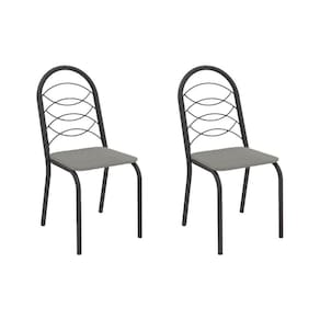 Cadeira Sala de Jantar Holanda 2C009PRF Aço Kit 2 Un Preto/Boucle Cinza - Kappesberg