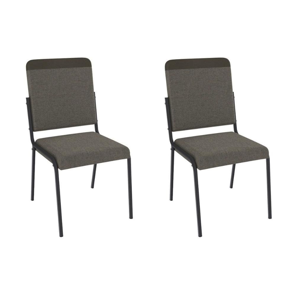 Cadeira Sala de Jantar Genebra 2C129PRF Aço Kit 2 Un Preto/Linho Compose Escuro - Kappesberg