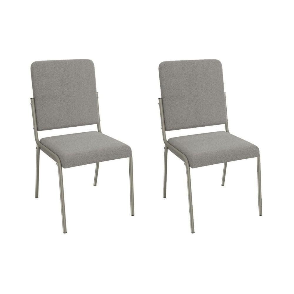 Cadeira Sala de Jantar Genebra 2C129NK Aço Kit 2 Un Niquel/Boucle Cinza - Kappesberg