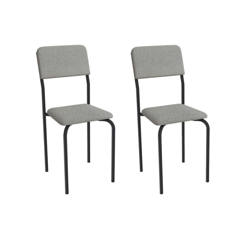 Cadeira Sala de Jantar Ibiza 2C133PRF Aço Kit 2 Un Preto/Boucle Cinza - Kappesberg
