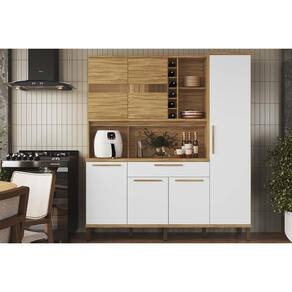 Kit de Cozinha Compacta Touriga c/ 6 Portas e 1 Gaveta 220cm Amendoa/Branco - Ronipa