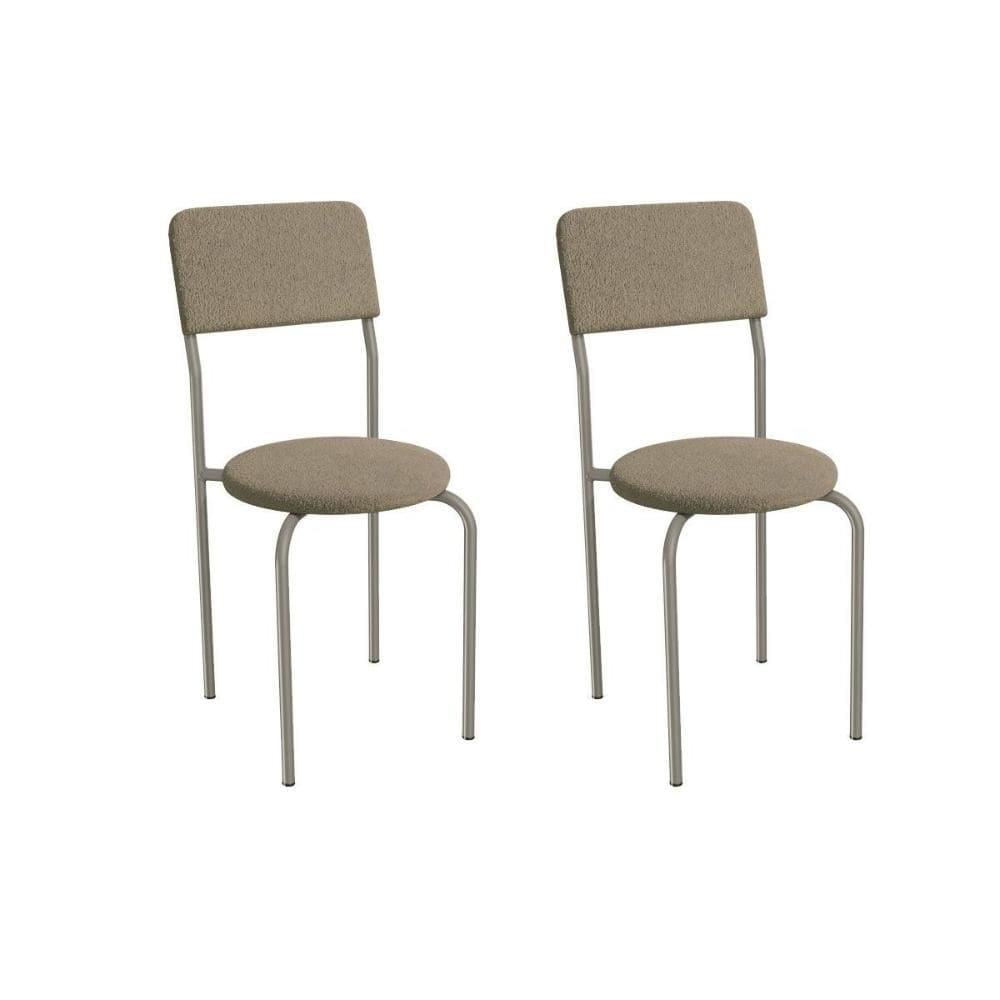 Cadeira Sala de Jantar Mali 2C136NK Aço Kit 2 Un Niquel/Boucle Bege Fendi - Kappesberg