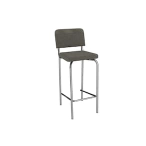 Banqueta Sala de Jantar Fiji 1B712CR Aço 1 Un Cromado/Linho Compose Escuro - Kappesberg
