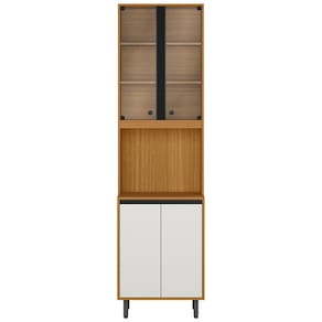 Paneleiro Cozinha Porta de Vidro Nala Freijó UV/Off Acetinado Z44 - Mpozenato