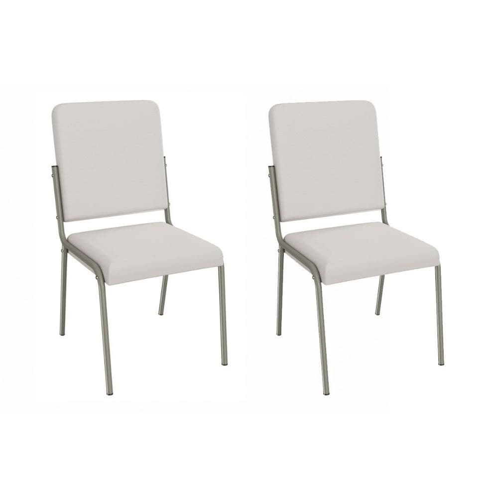 Cadeira Sala de Jantar Genebra 2C129NK Aço Kit 2 Un Niquel/ano Branco - Kappesberg