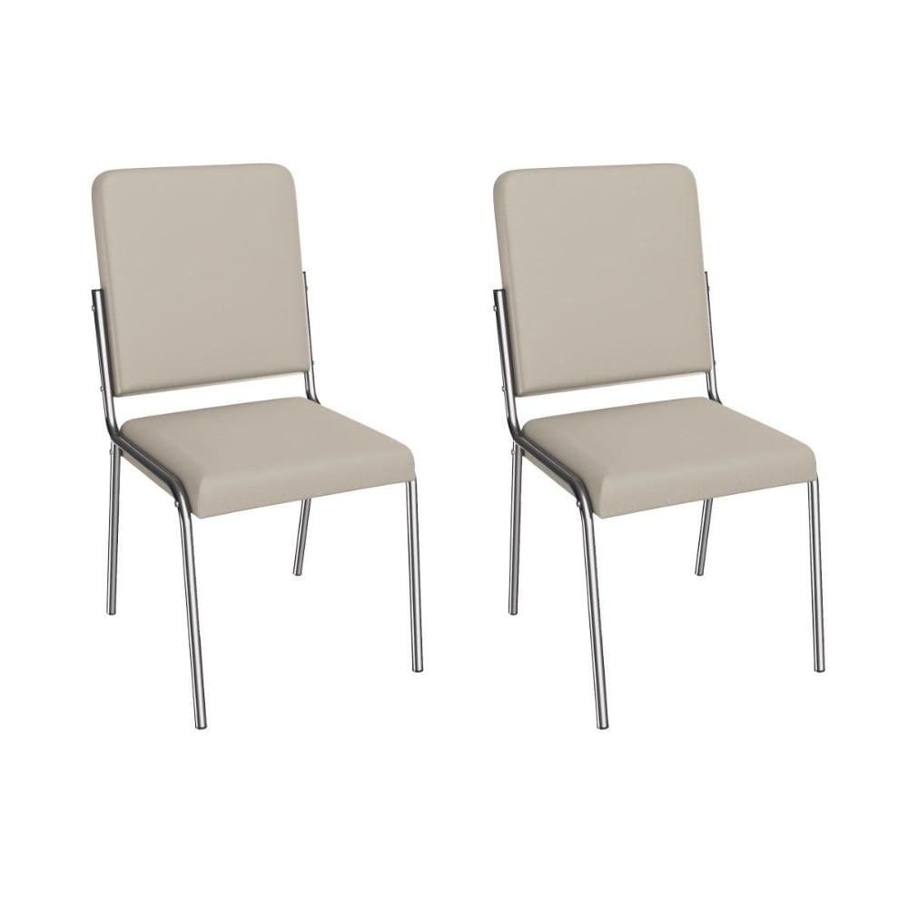 Cadeira Sala de Jantar Genebra 2C129CR Aço Kit 2 Un Cromado/ano Bege - Kappesberg