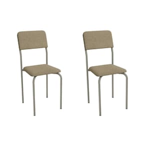 Cadeira Sala de Jantar Ibiza 2C133NK Aço Kit 2 Un Niquel/Boucle Bege Fendi - Kappesberg