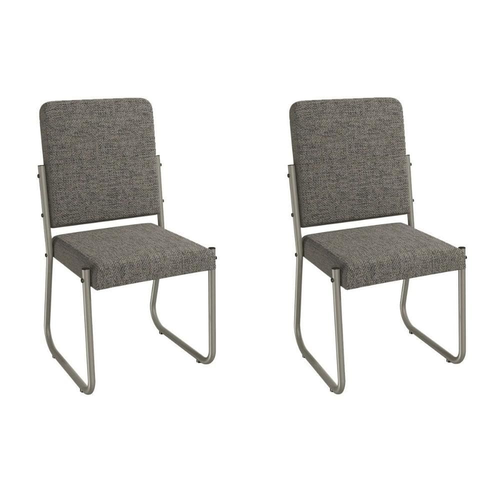 Cadeira Sala de Jantar Sicília 2C139NK Aço Kit 2 Un Niquel/Linho Escuro - Kappesberg