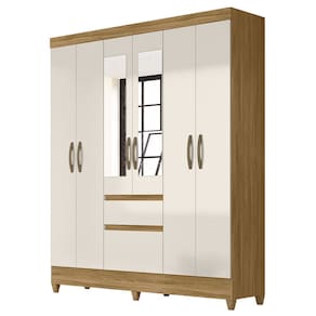 Guarda Roupa Casal 162cm Com Espelho Cuban Freijó/Off Z17 - Mpozenato
