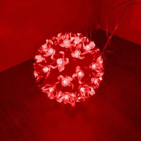 Globo Lampadas Luzes De Led Flor Bola Natal Decoração Tomada Cor:Vermelho