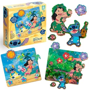 Brinquedo Infantil Alinhavos Lilo & Stitch 17 Peças em Madeira - Nig Brinquedos