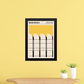 Quadro Bauhaus Amarelo E Preto - Arquitetura 24X18Cm