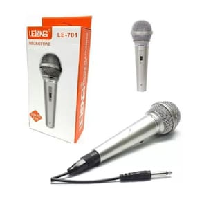 Microfone Prata Com Fio Profissional Dinamico